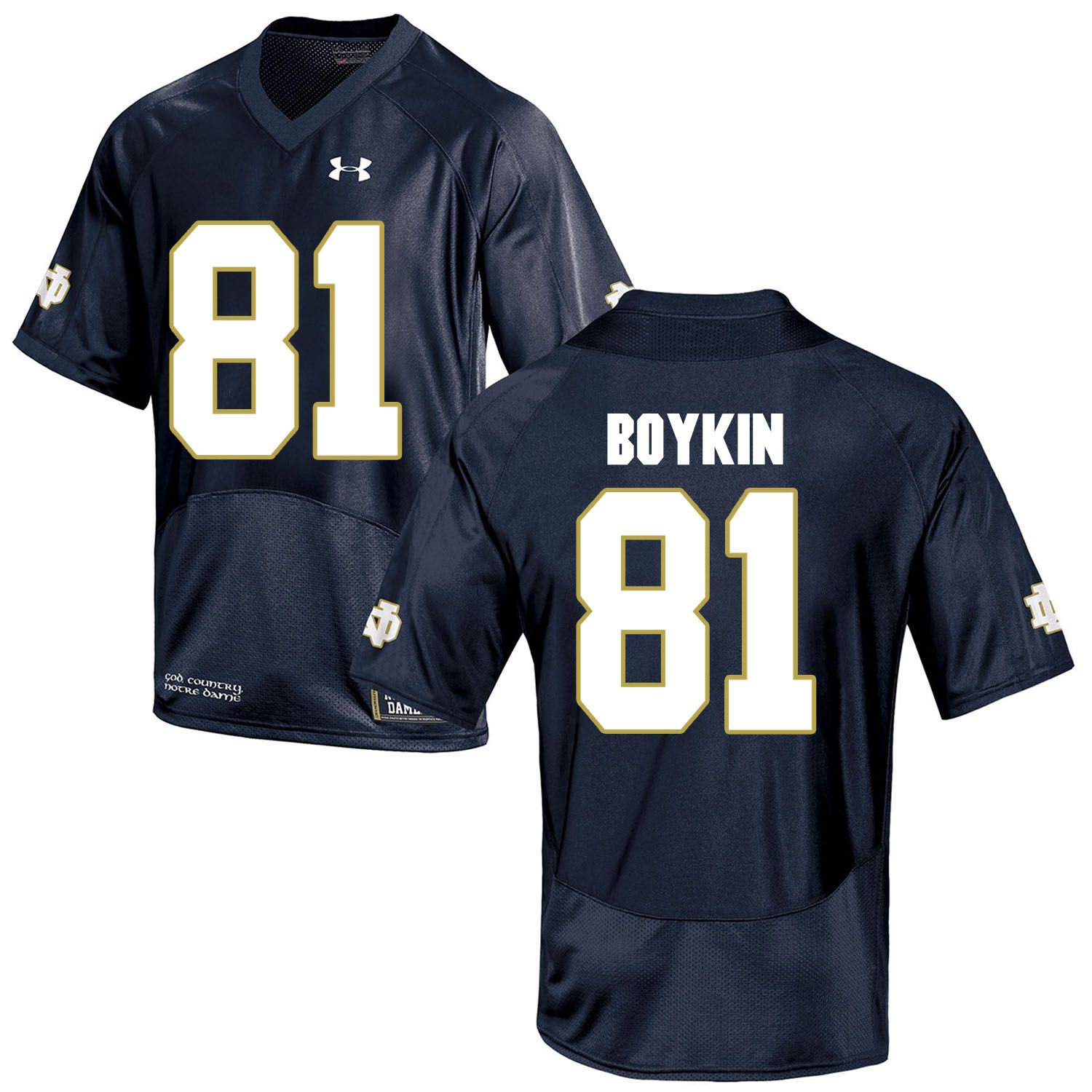 Men Norte Dame Fighting Irish 81 Boykin Navy Blue Customized NCAA Jerseys